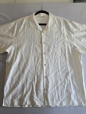 Tommy Bahama Silk Cream Short-Sleeve Camp Collar Button-Down Shirt Cowboy Casino